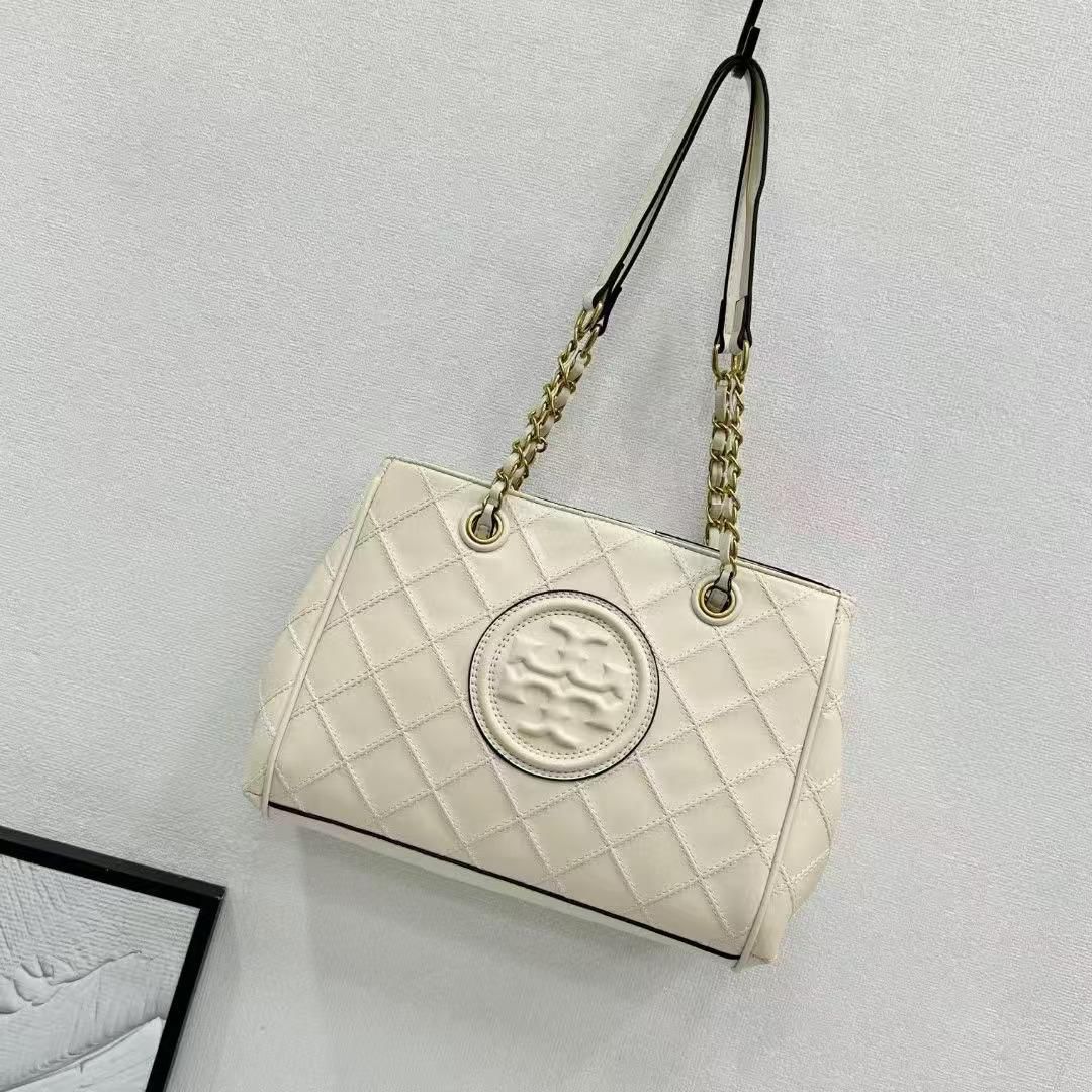 Tory Burch Fleming White Medium Tote Bag