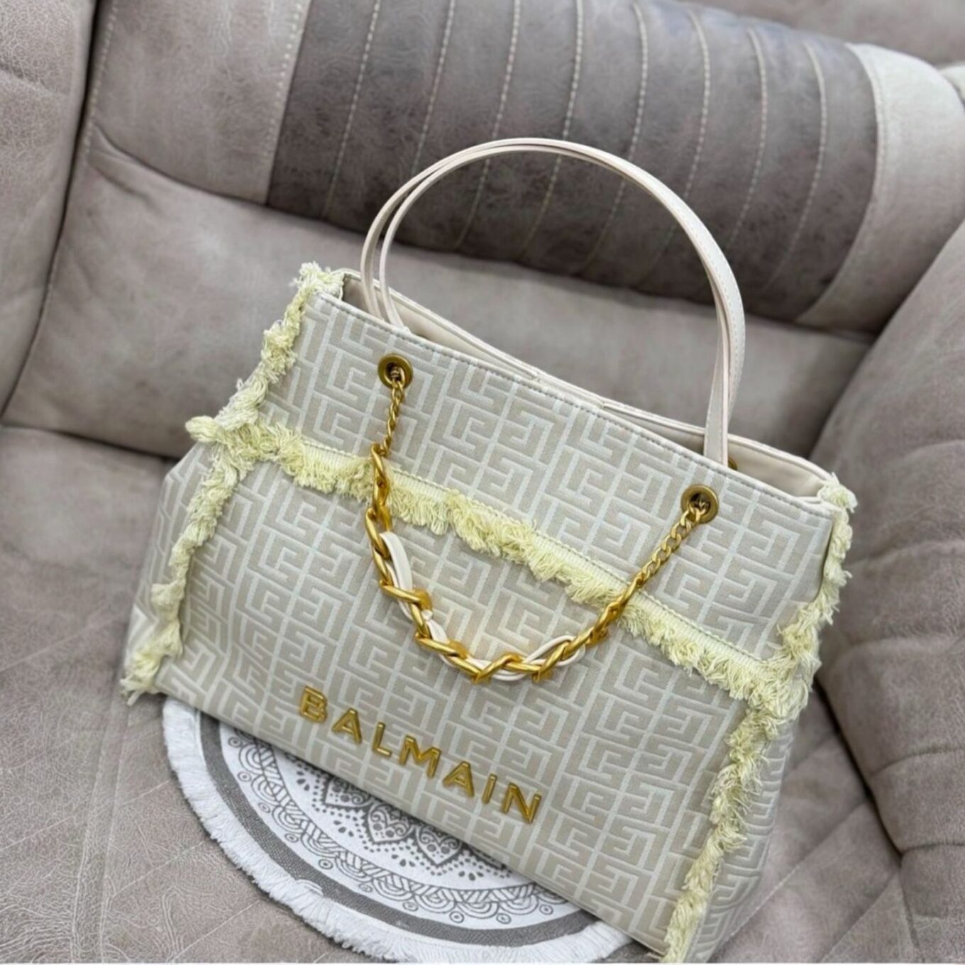 WhatsApp Image 2025-02-22 at 1.23.45 PM Balmain 1945 Embossed Tote Bag