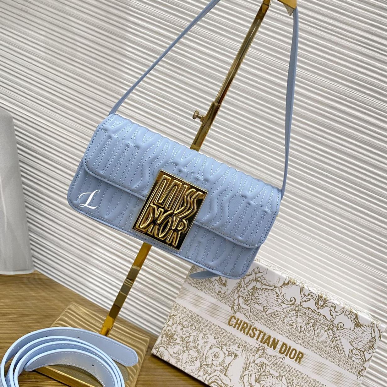 WhatsApp Image 2025-03-03 at 6.06.25 PM Dior Miss Dior Flap Sky Embossed Sling Bag (With Box)