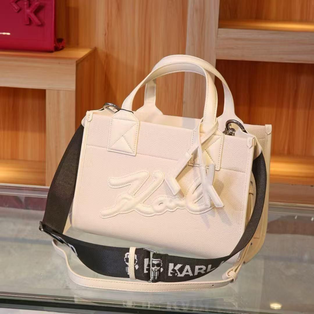 WhatsApp Image 2025-03-03 at 6.27.02 PM Karl Lagerfeld K/SKUARE White Color Grainy Small Tote Bag (With Box)