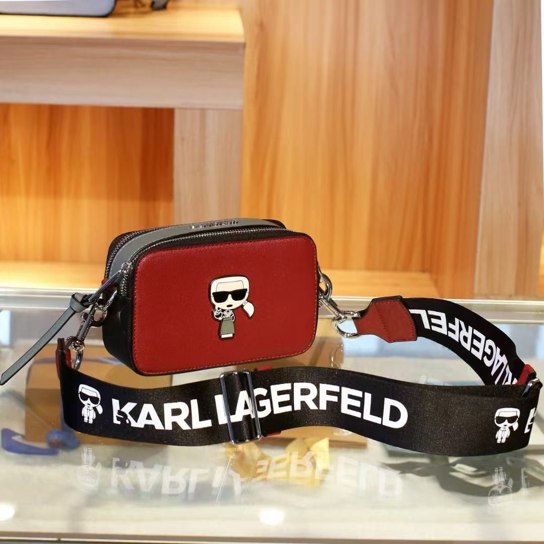 WhatsApp Image 2025-03-03 at 6.43.42 PM Karl Lagerfeld Red / Gray Camera Crossbody Sling Bag (With Box)