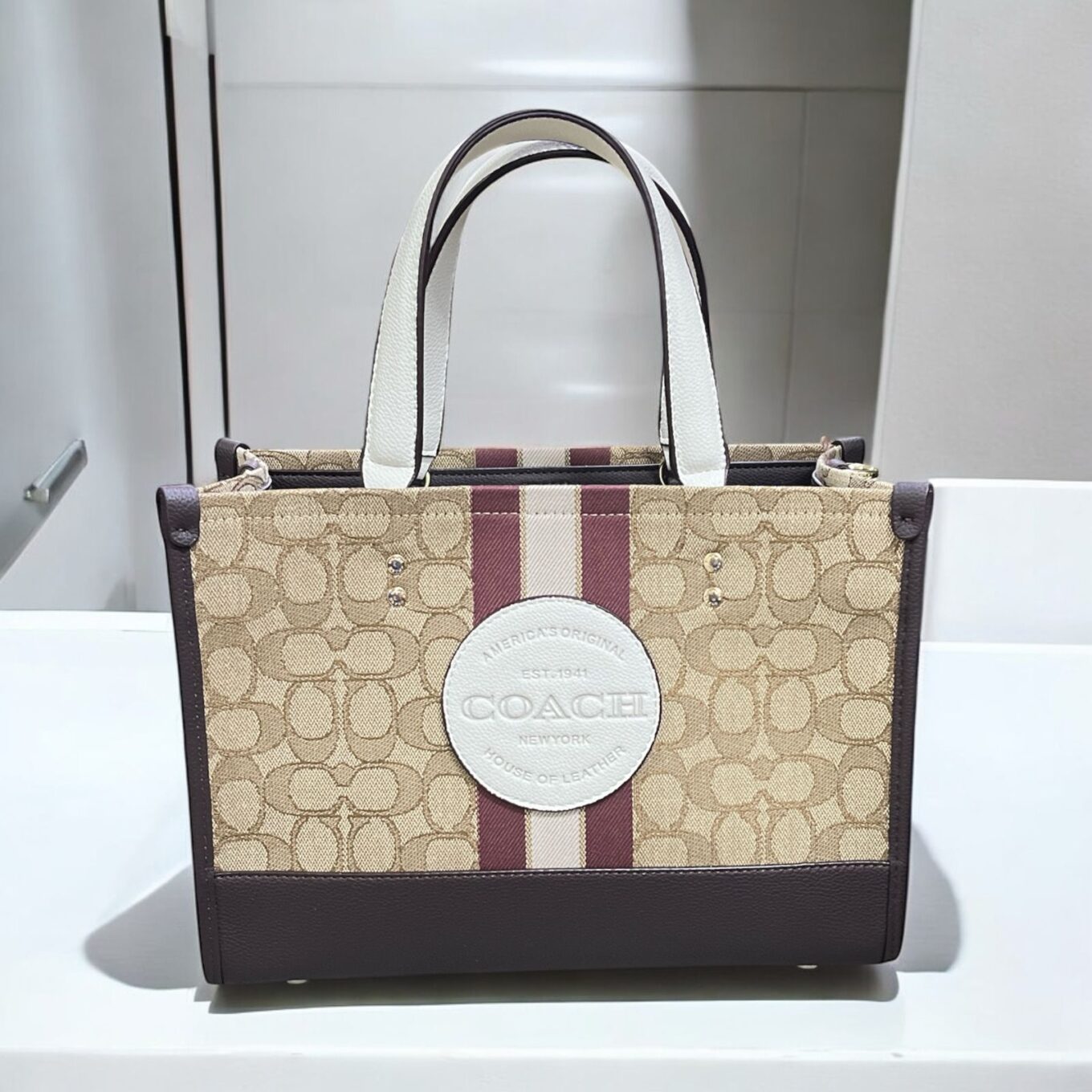 WhatsApp Image 2025-03-04 at 12.50.39 AM Coach Dempsey Apricot Brown Tote Bag (With Box)