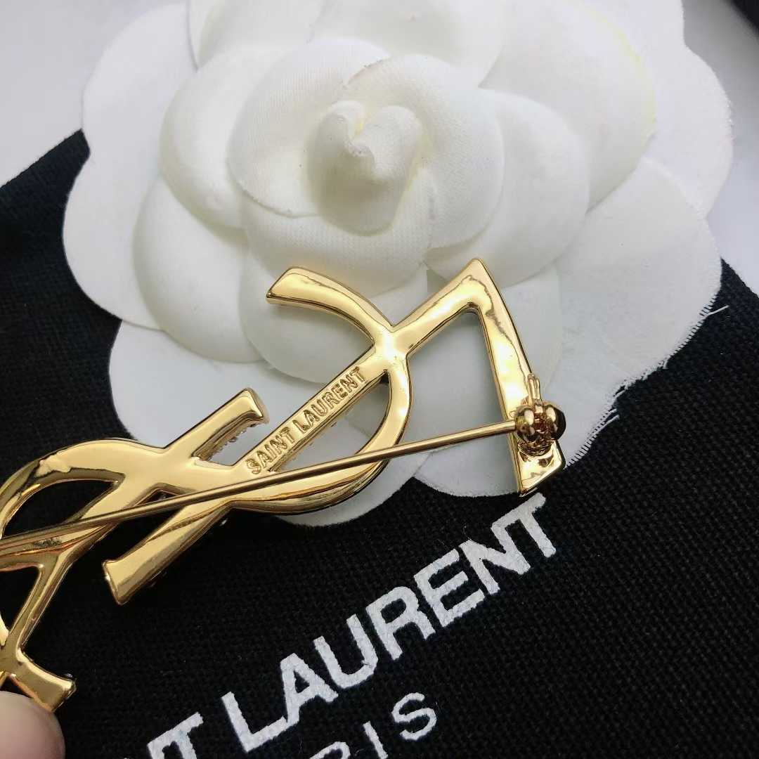 WhatsApp Image 2025-03-07 at 5.50.29 PM YSL Black Golden Logo Brooch