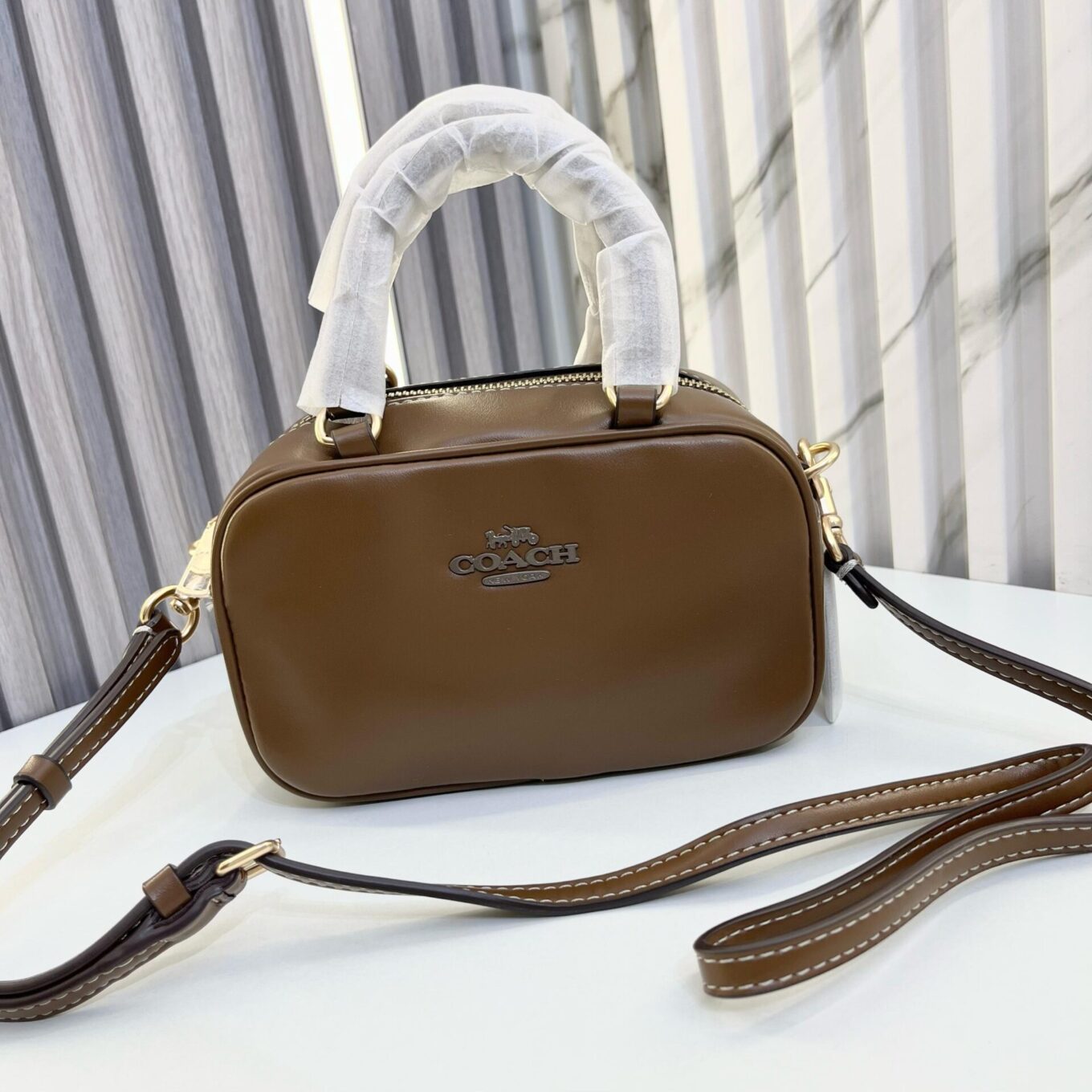 Coach Satchel Brown Crossbody Sling Bag (With Box)