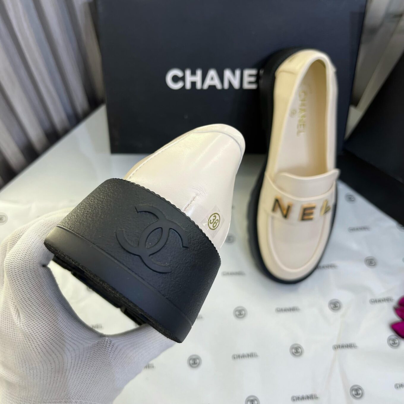 WhatsApp Image 2025-04-04 at 5.54.09 PM (1) Chanel Off White Mocassin Loafer