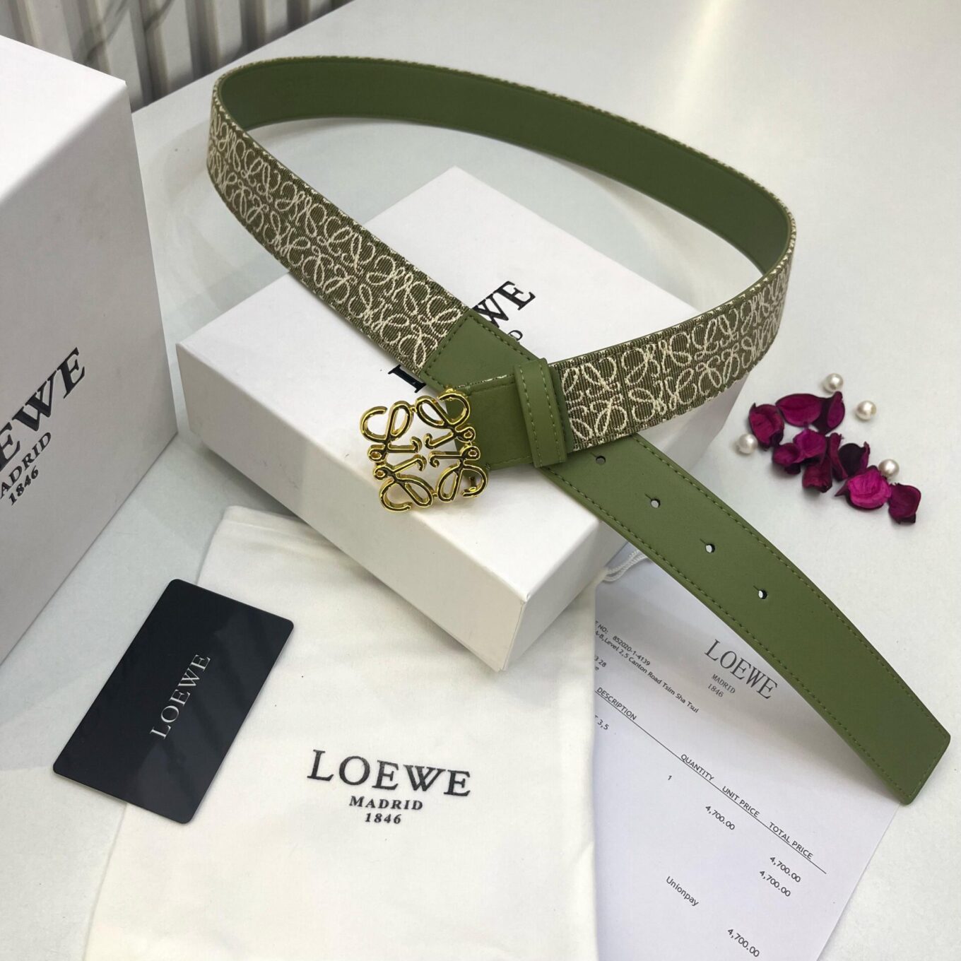 WhatsApp Image 2025-04-04 at 8.36.46 PM Loewe Anagram Jacquard Green Unisex Belt