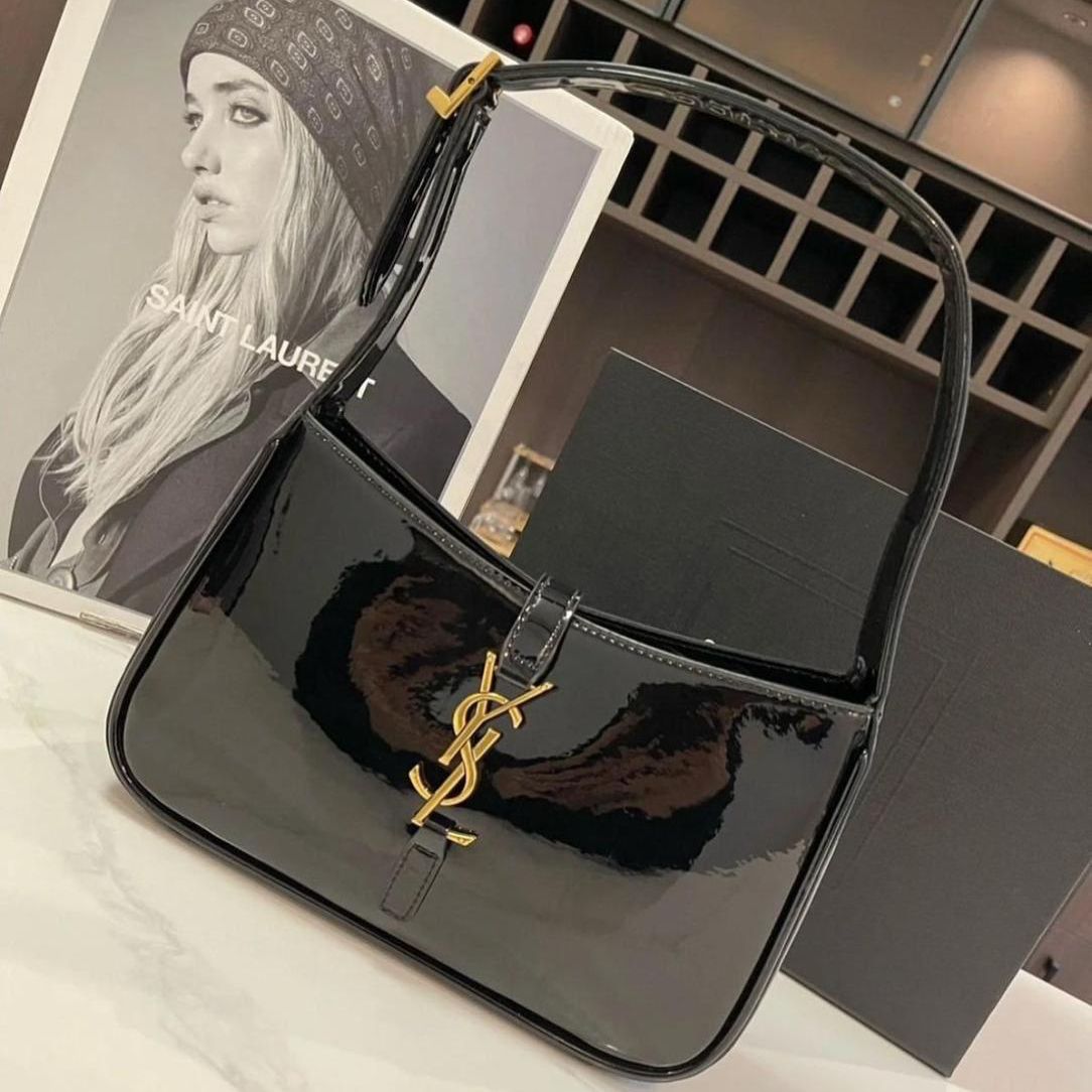 WhatsApp Image 2025-04-11 at 4.35.28 PM Ysl Le5 Black Glossy Leather Shoulder Bag (With Box)