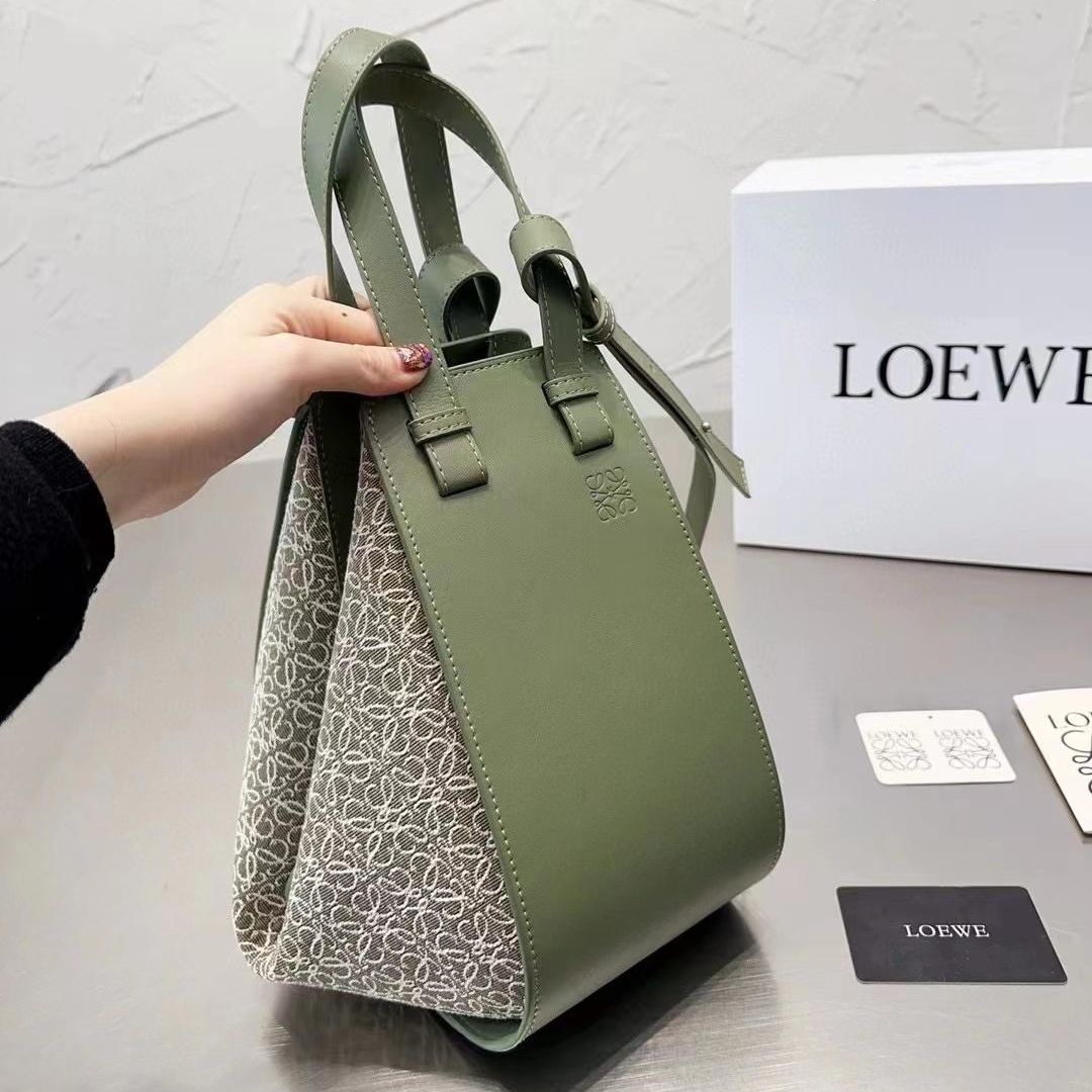 WhatsApp Image 2025-05-02 at 1.42.18 PM Loewe Hammock Green Shoulder Bag (With Box)