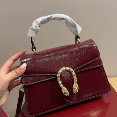 Gucci Dionysus Top Handle Wine Shinny Handbag (With Box)