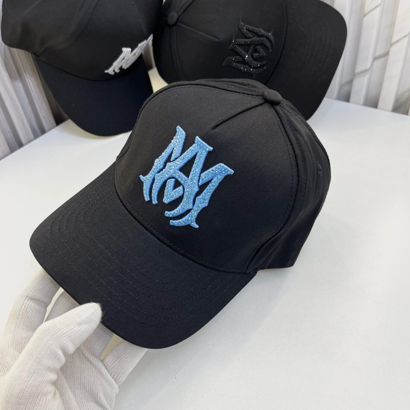 Amiri Blue Studded Logo Baseball Cap