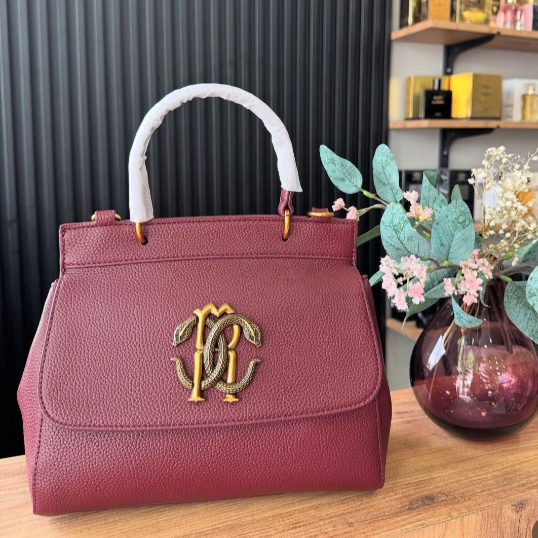 Roberto Cavalli Mirror Wine Top Handle Handbag (With Box)