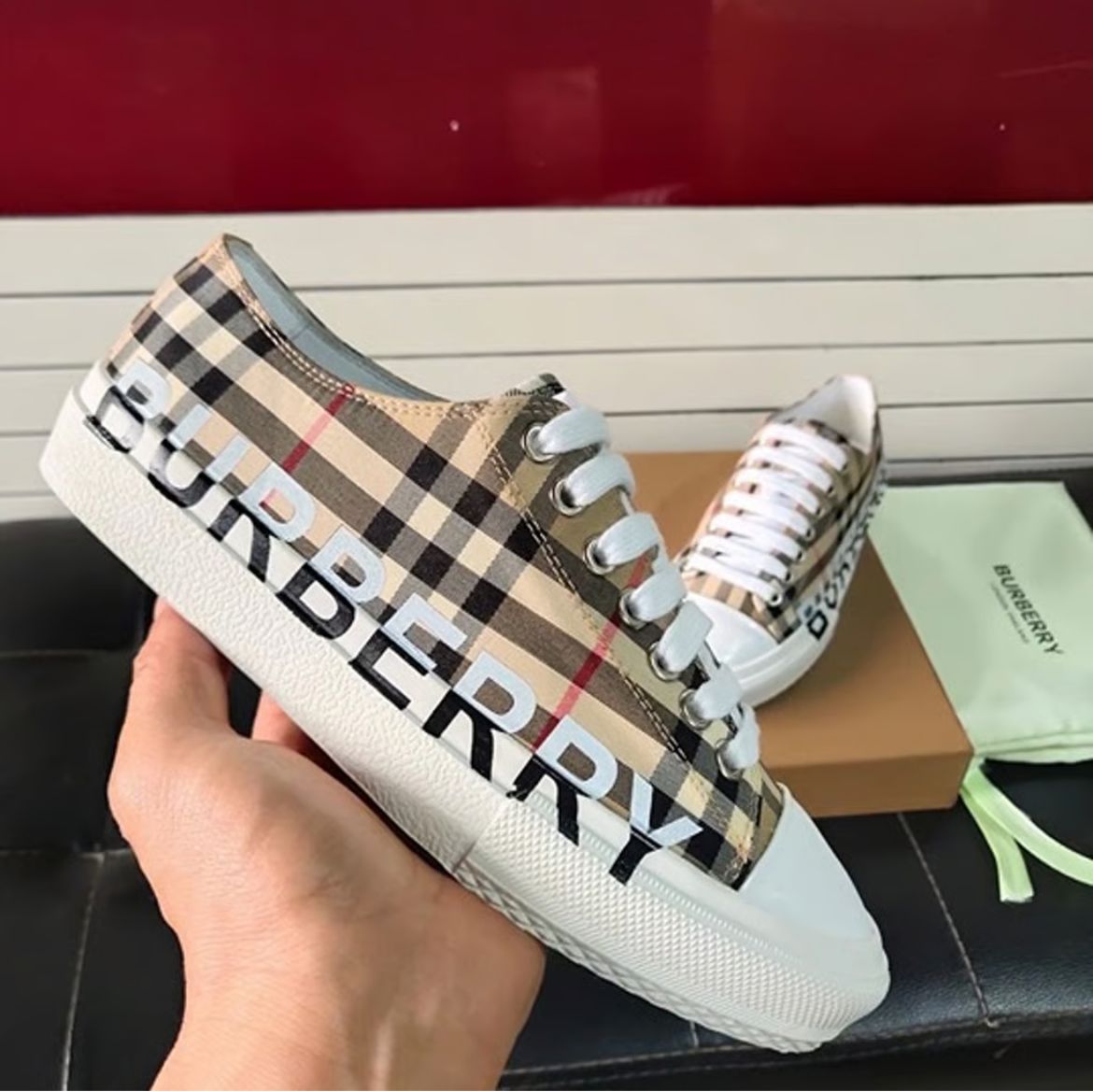 Burberry Logo Vintage Cotton Unisex Sneaker