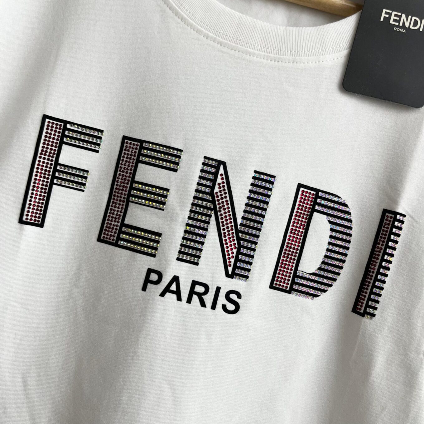 Fendi White Stone Tshirt For Women