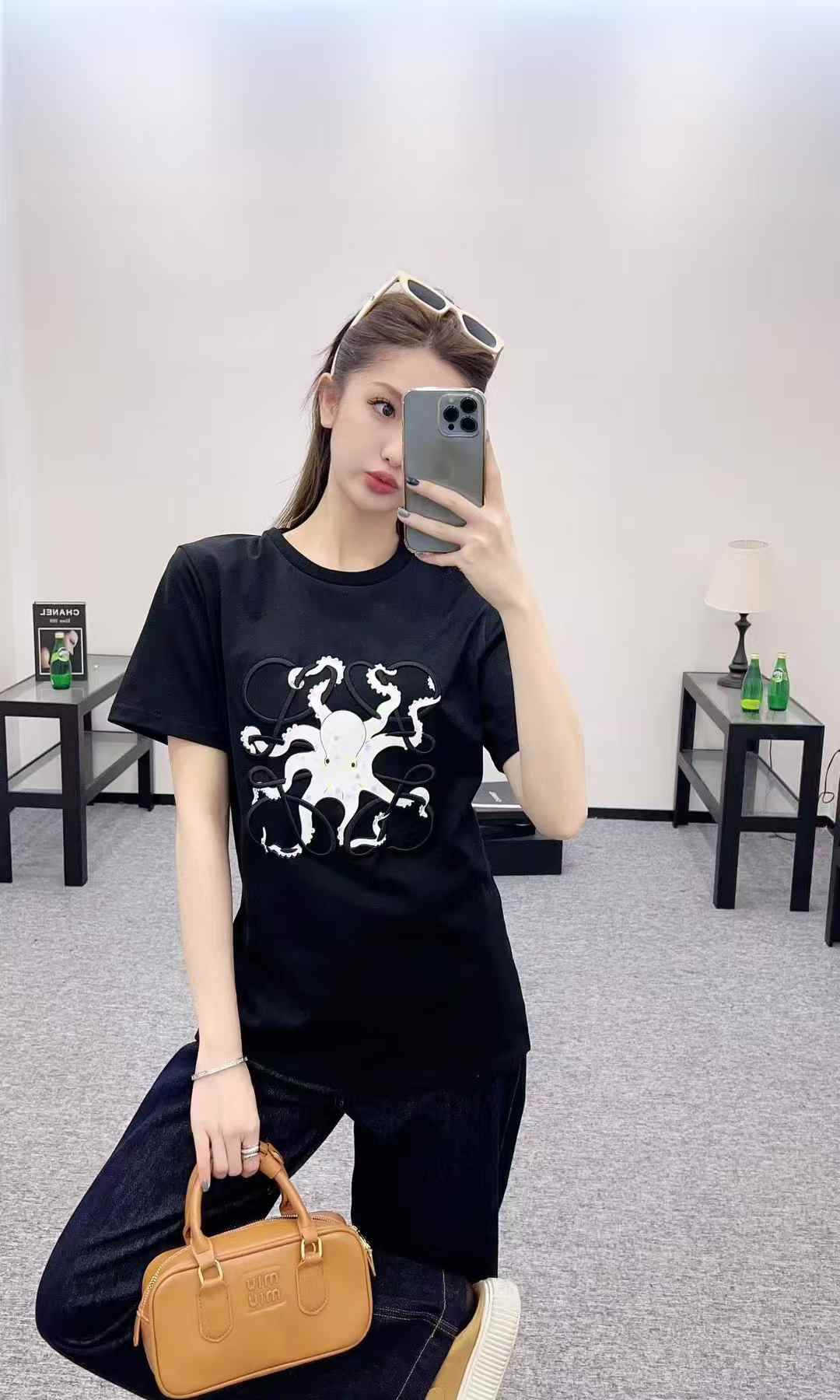 Loewe Octopus Black Oversized T-shirt  For Women