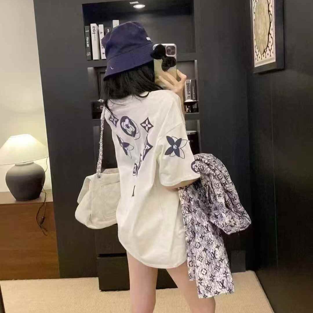 Louis Vuitton White Printed Oversized T-shirt  For Women