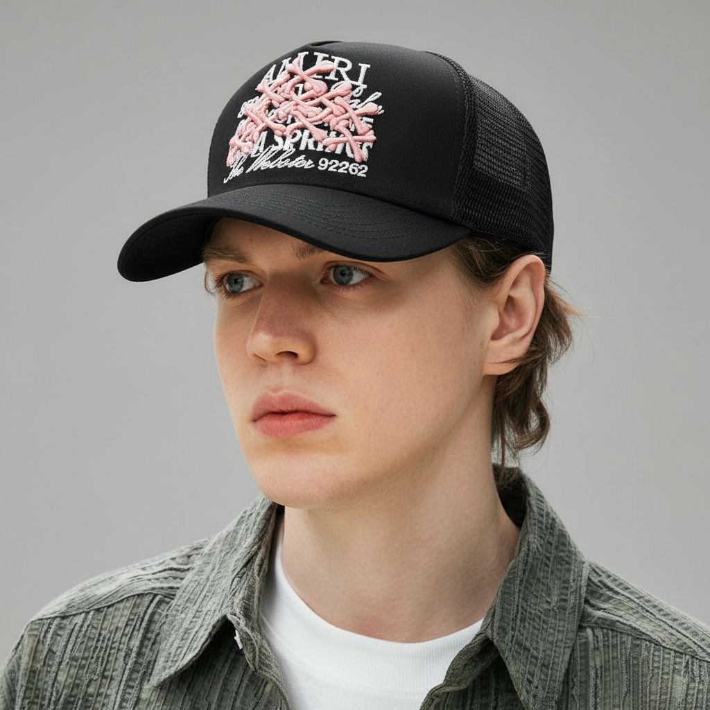Amiri Black Pink Bone Baseball Cap