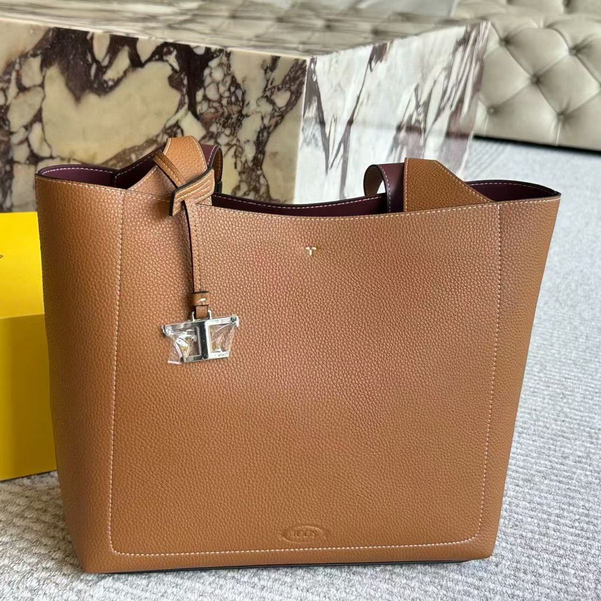 WhatsApp Image 2025-07-10 at 4.28.40 PM Tods T Timeless Brown Medium Tote Bag (With Box)