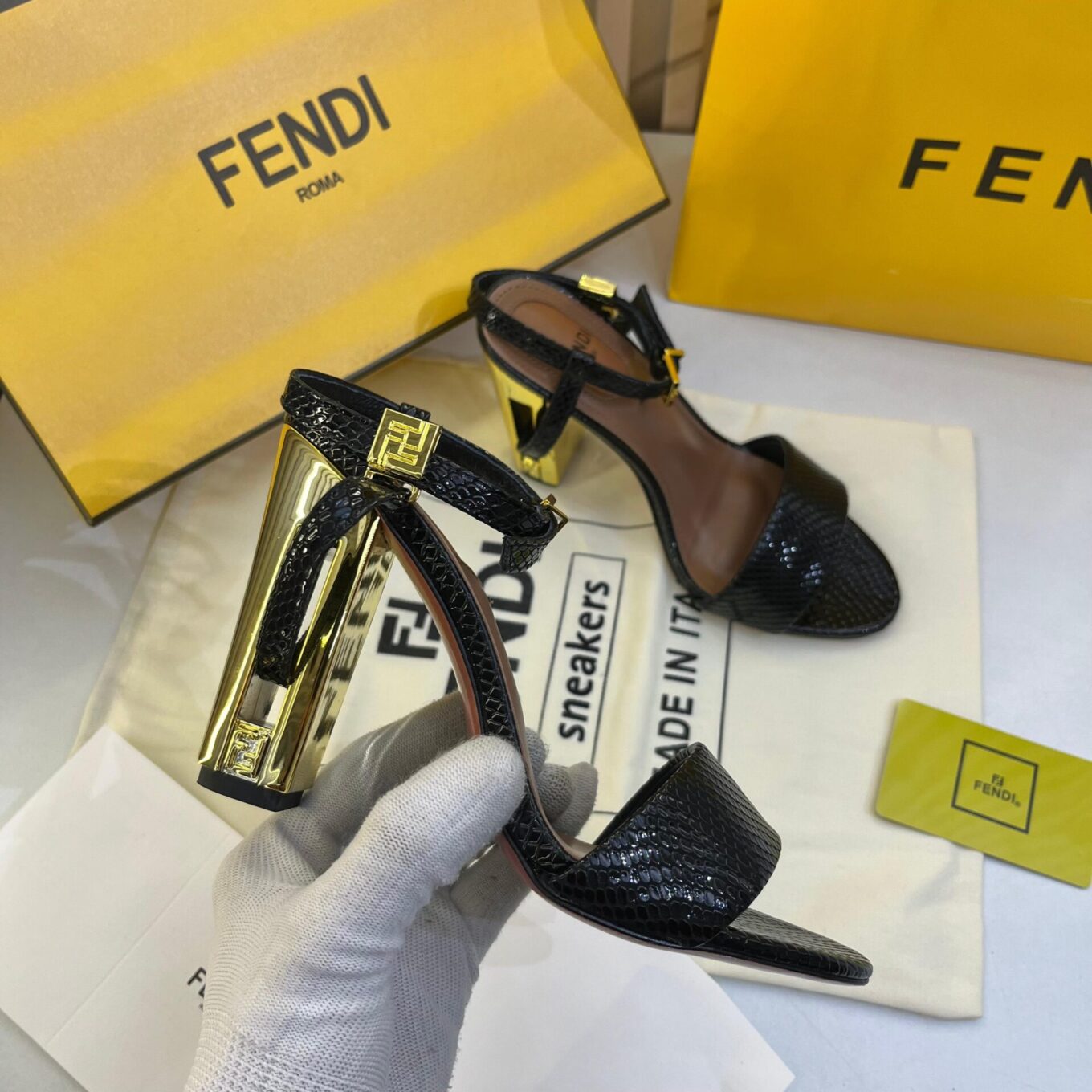 WhatsApp Image 2025-07-16 at 6.14.58 PM Fendi Zucca Croco Black Heeled Sandal