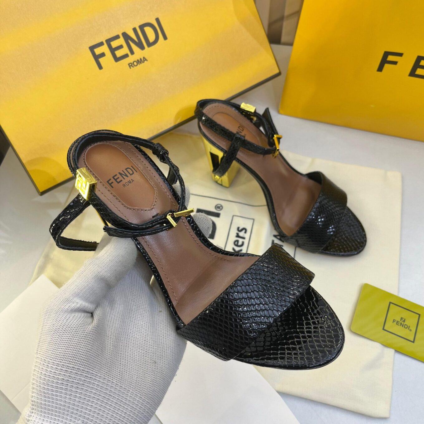 WhatsApp Image 2025-07-16 at 6.14.59 PM Fendi Zucca Croco Black Heeled Sandal