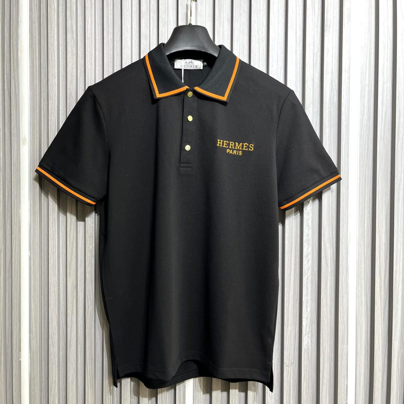 Hermes Paris Black Men's polo Tshirt