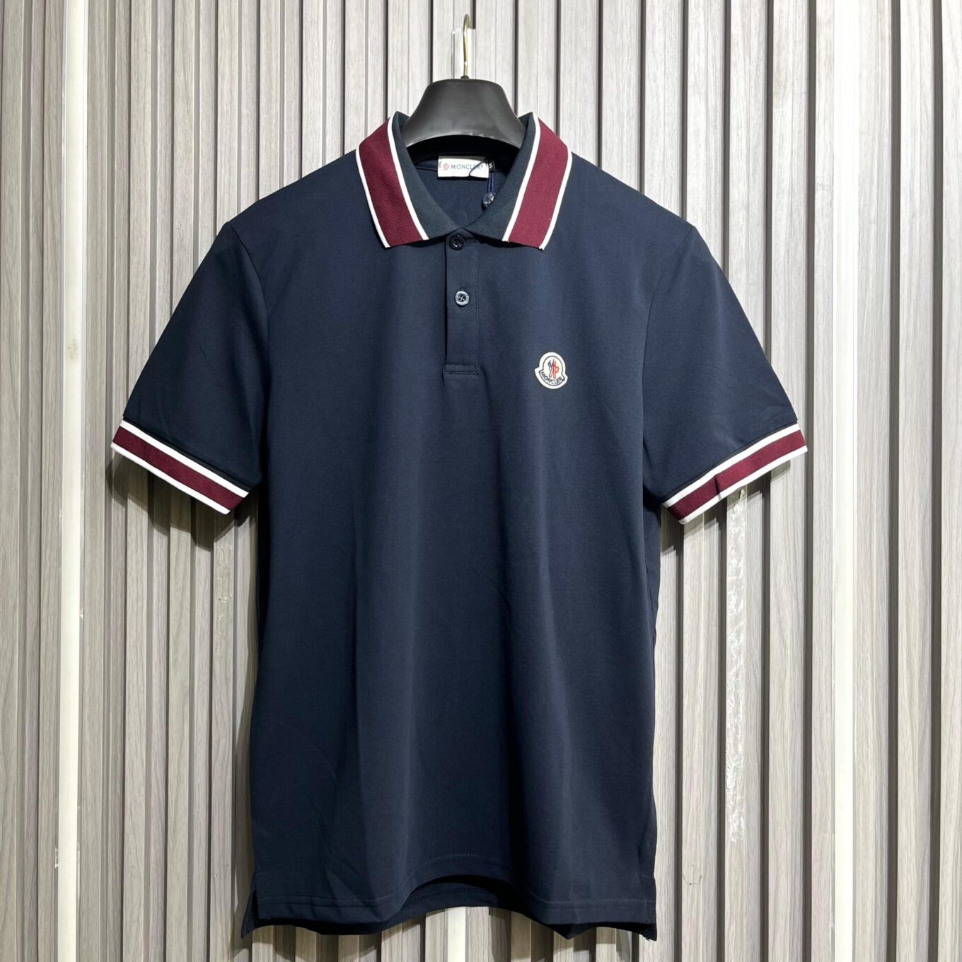 Moncler Blue Embroidery Logo Men's Polo Tshirt