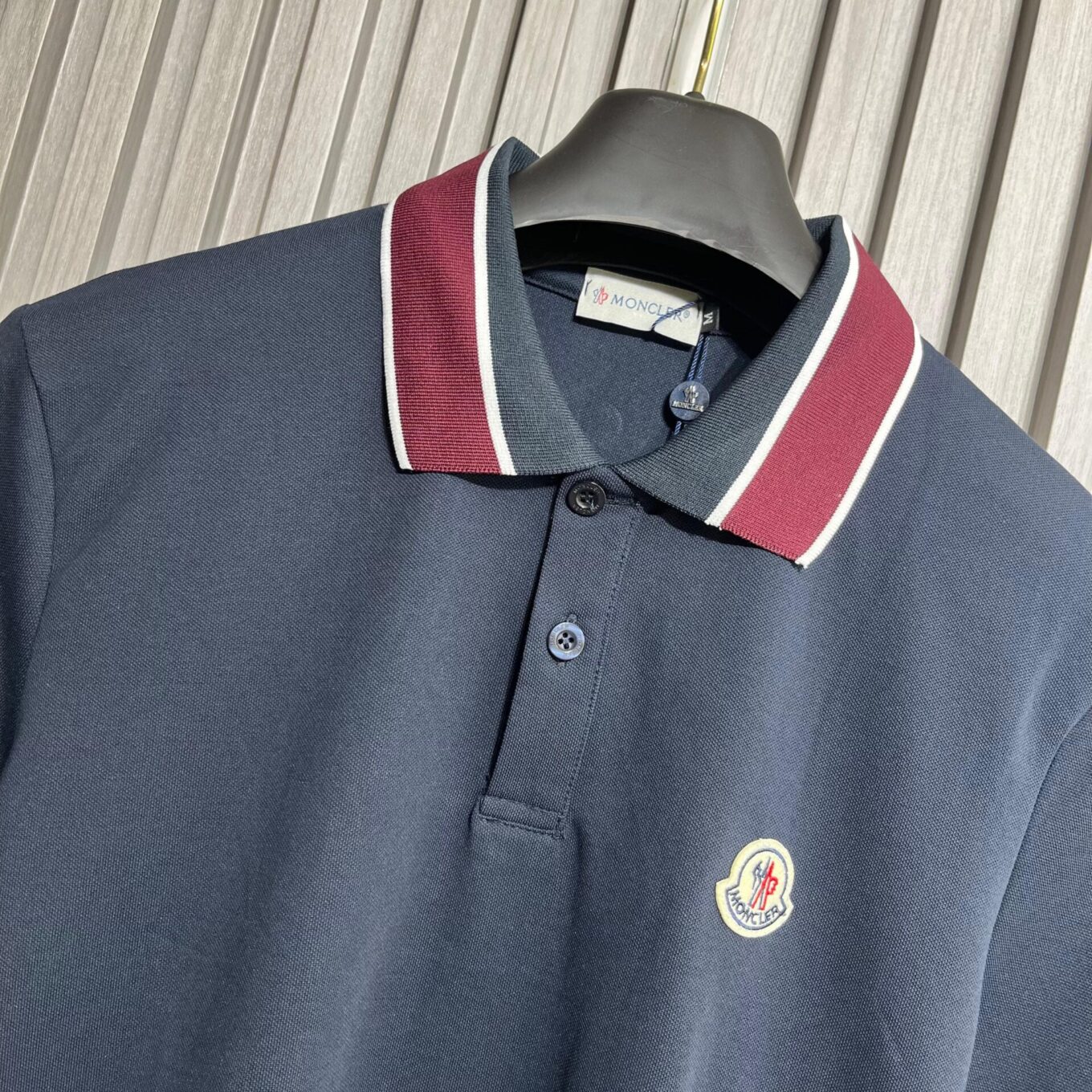 Moncler Blue Embroidery Logo Men's Polo Tshirt
