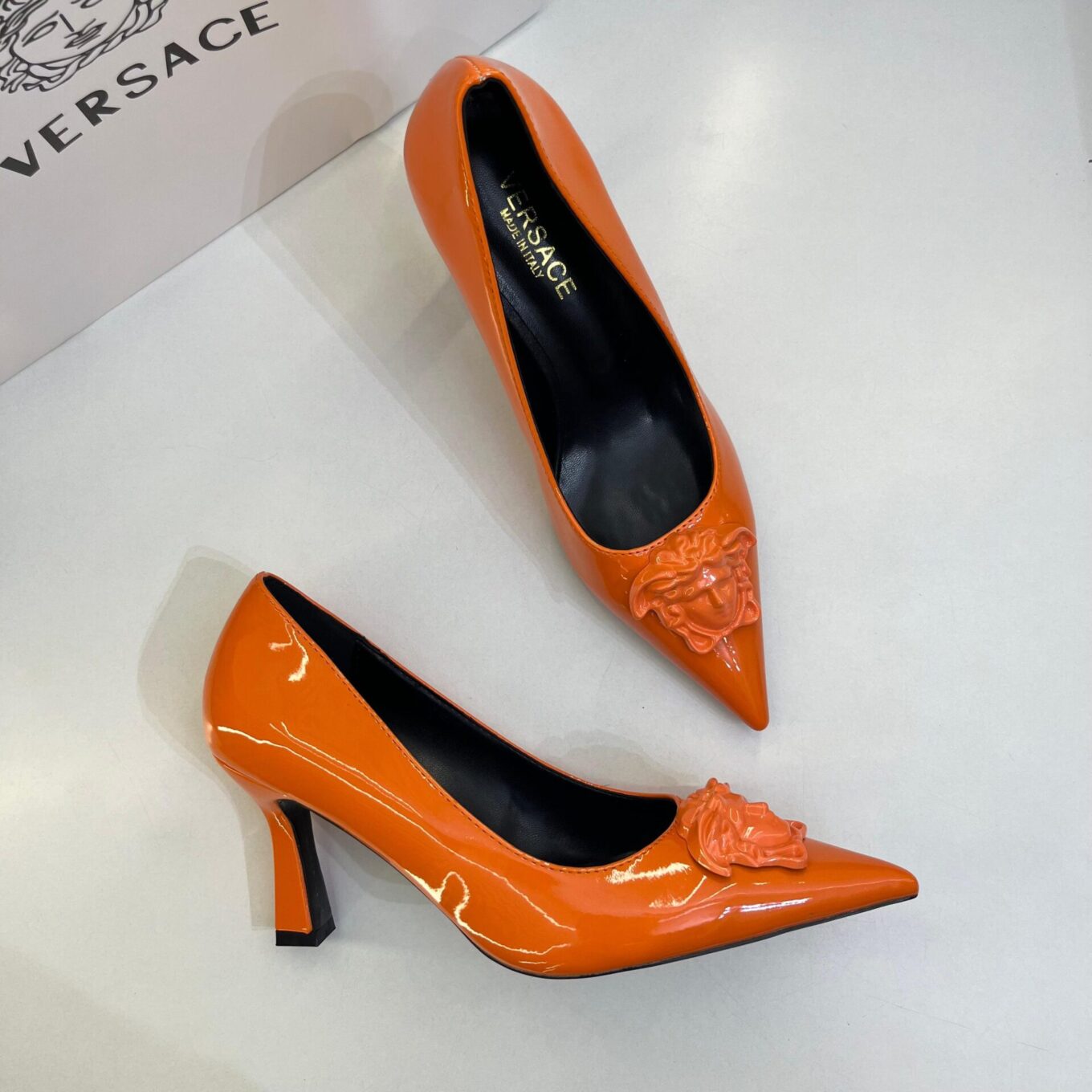 WhatsApp Image 2025-08-05 at 1.24.48 PM (2) Versace La Medusa Orange Pump