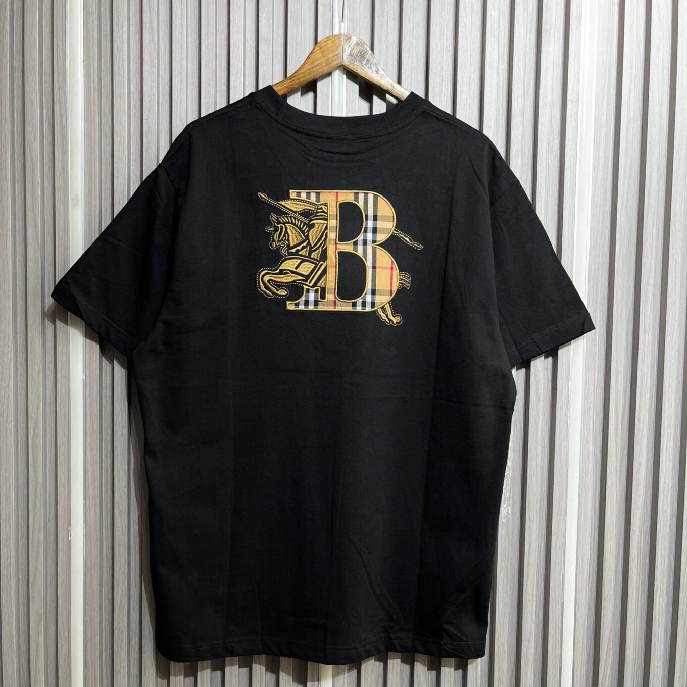 Burberry Inspired Black Oversized T-Shirt for Men
