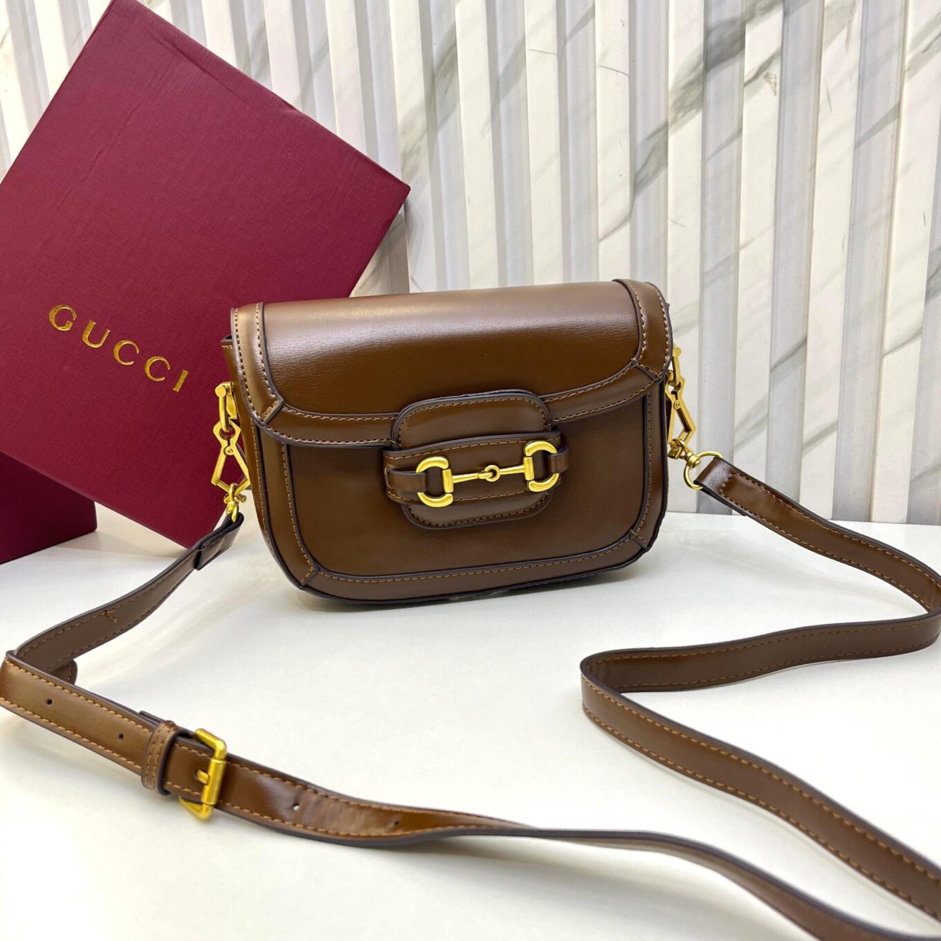 Gucci Mini 1955  Brown Horsebit Sling Bag (With Box)