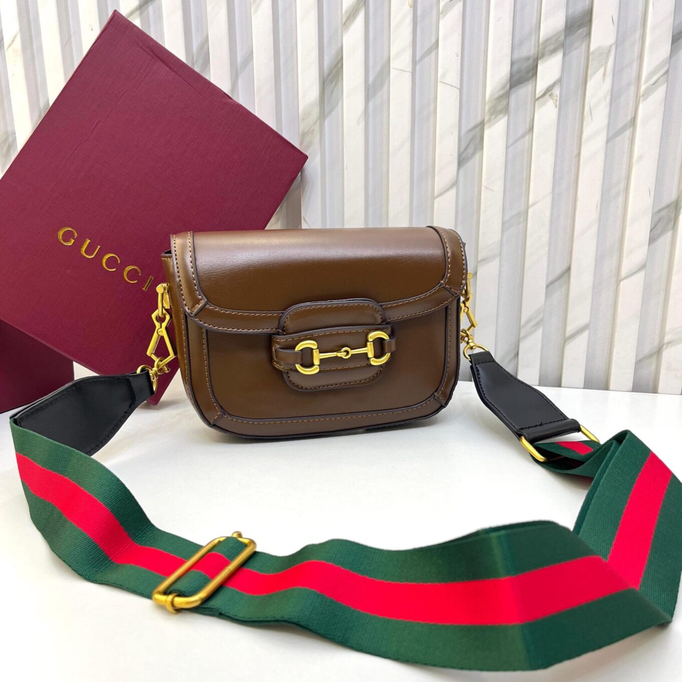 Gucci Mini 1955  Brown Horsebit Sling Bag (With Box)