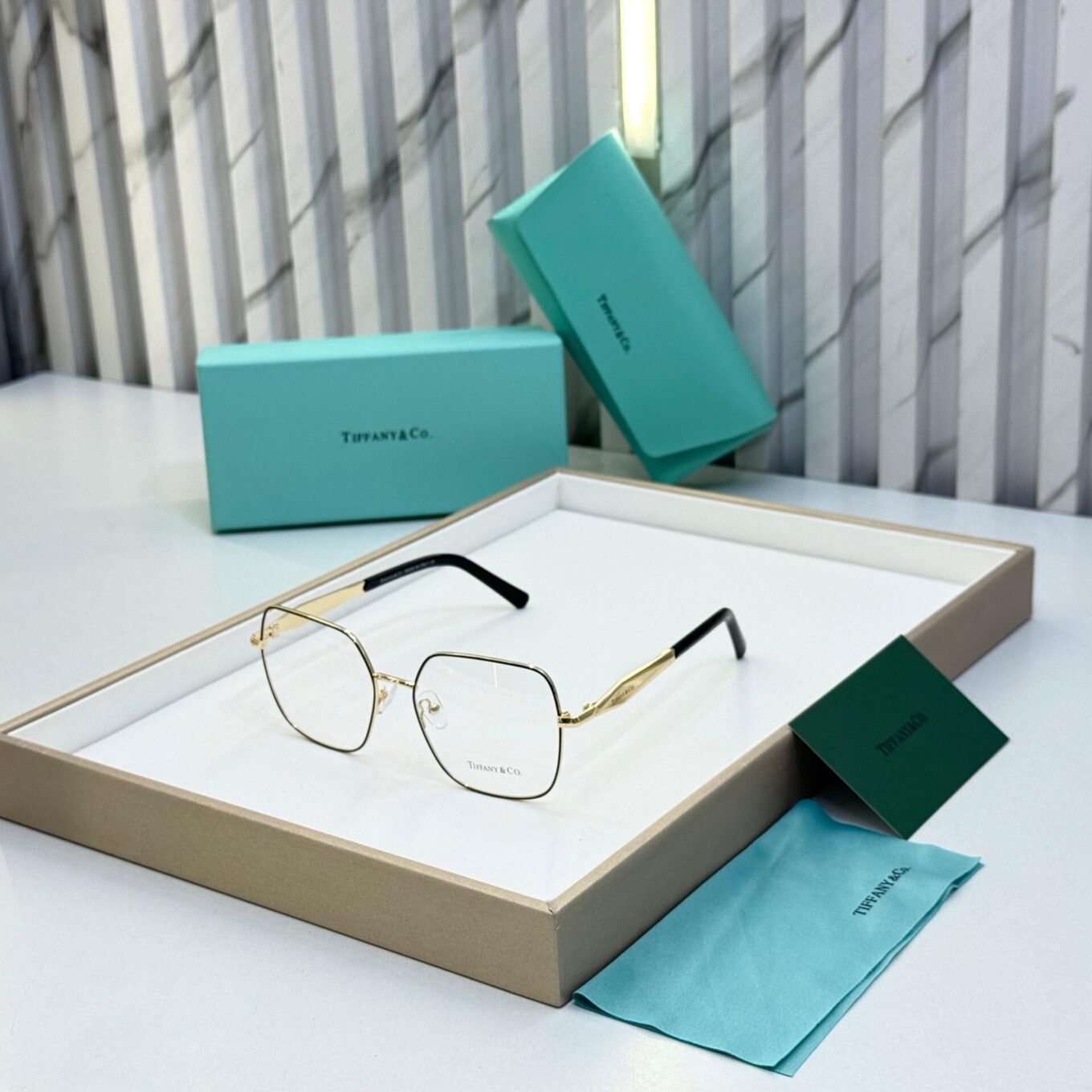 Tiffany & Co. Gold Square Unisex Eyeglasses