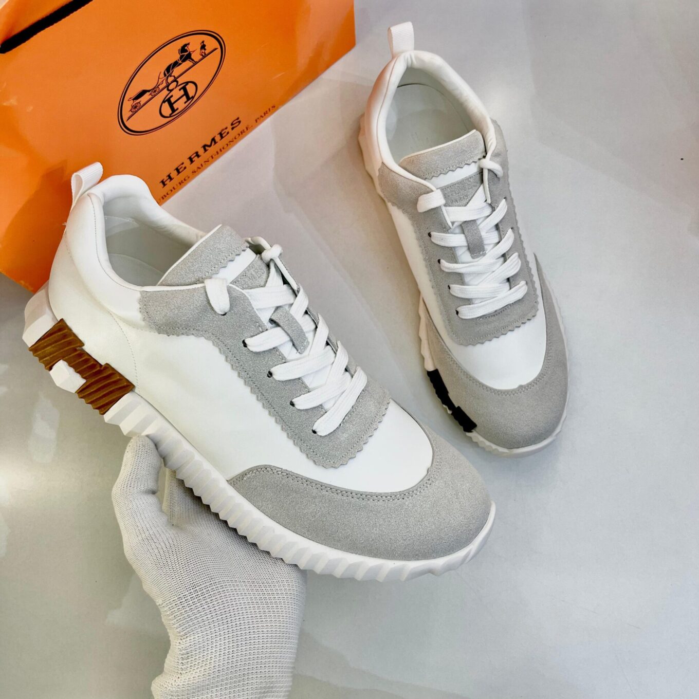 WhatsApp Image 2025-08-20 at 3.49.19 PM Hermes Bouncing White Sneaker