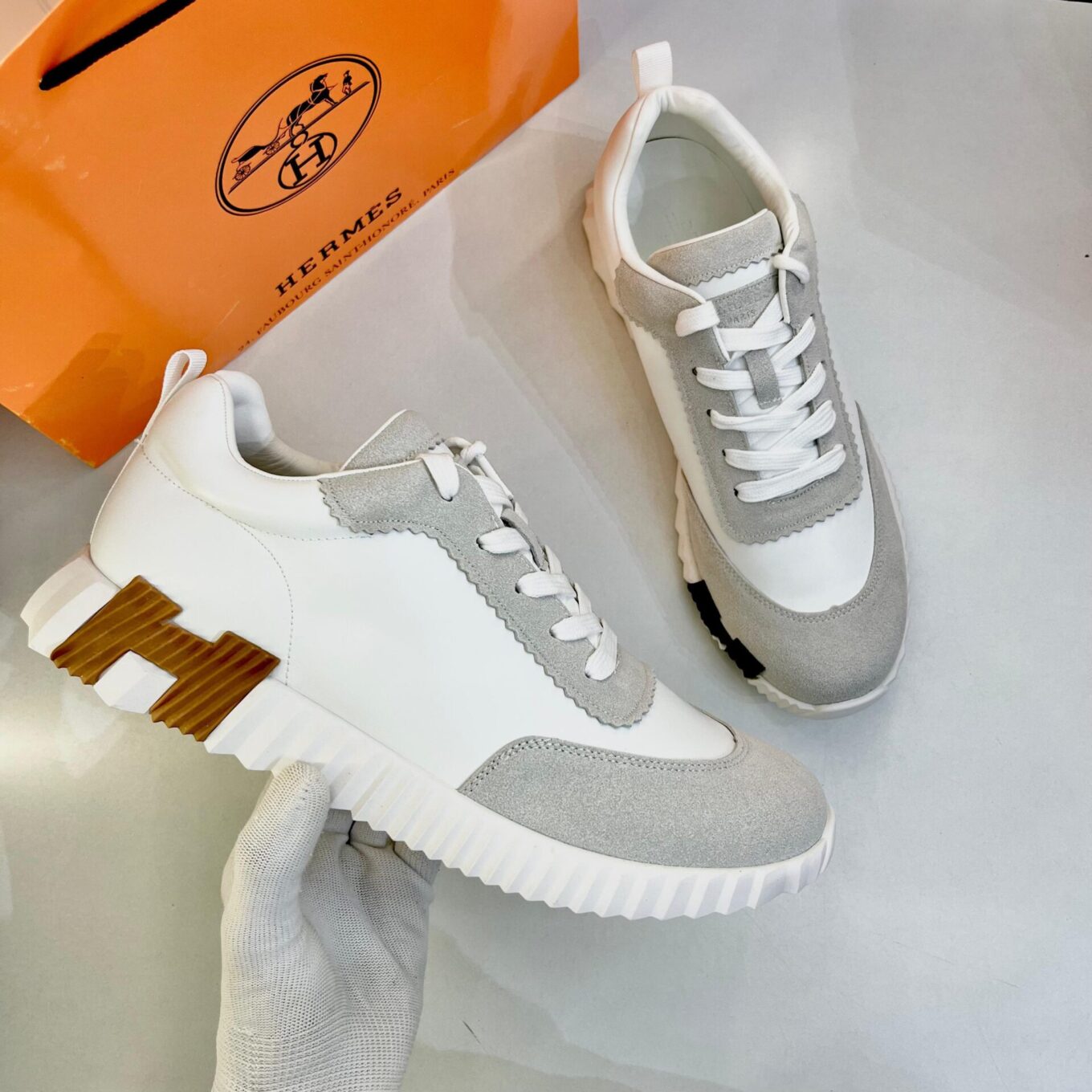 WhatsApp Image 2025-08-20 at 3.49.20 PM Hermes Bouncing White Sneaker