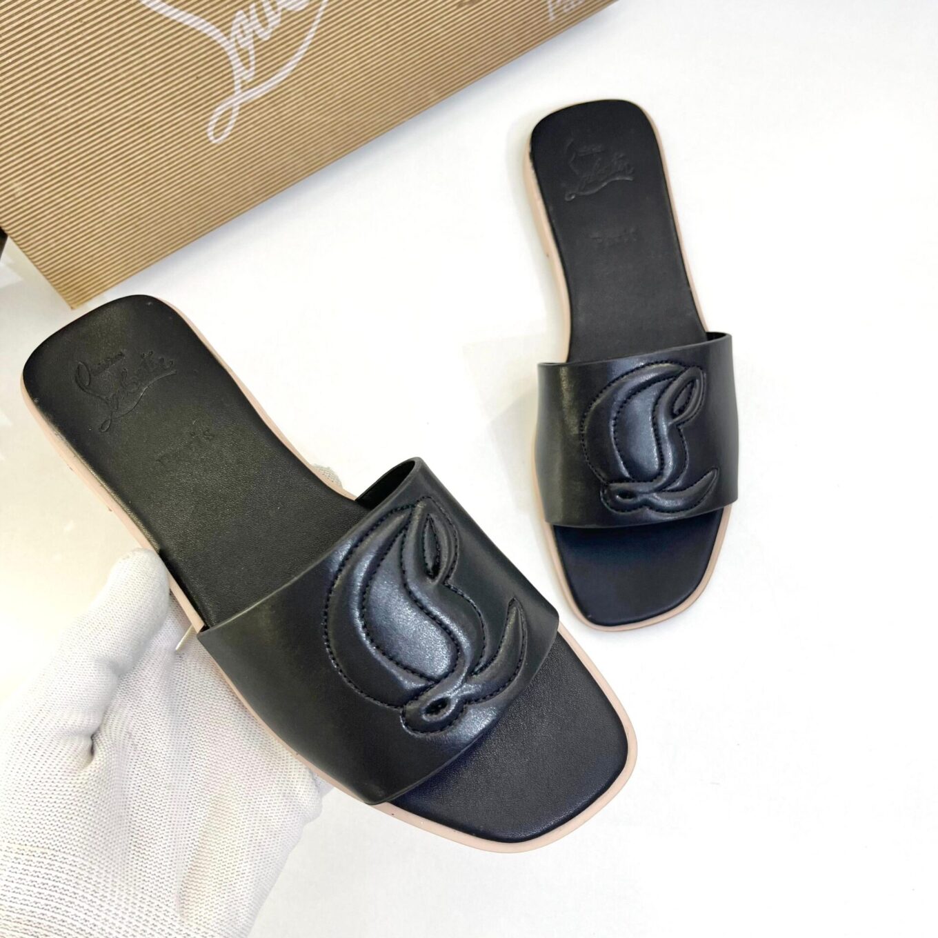 Christian Louboutin Black Mules Flat