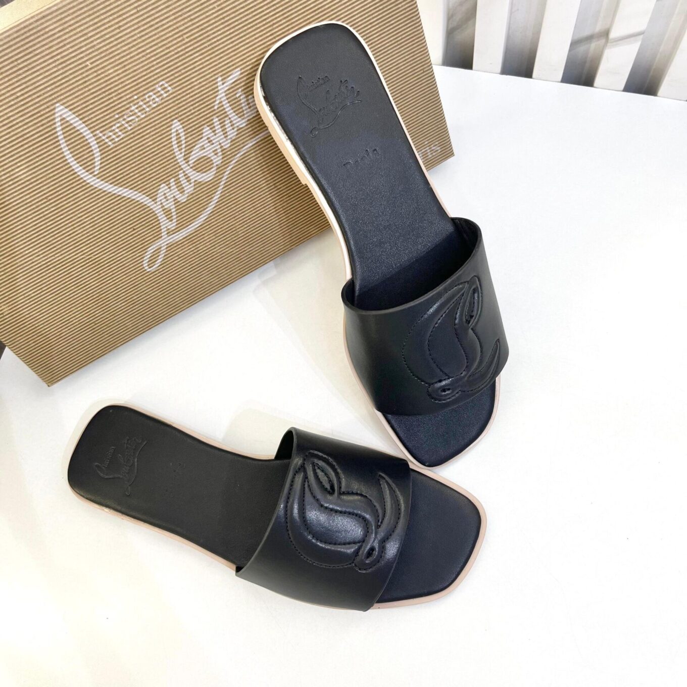 Christian Louboutin Black Mules Flat