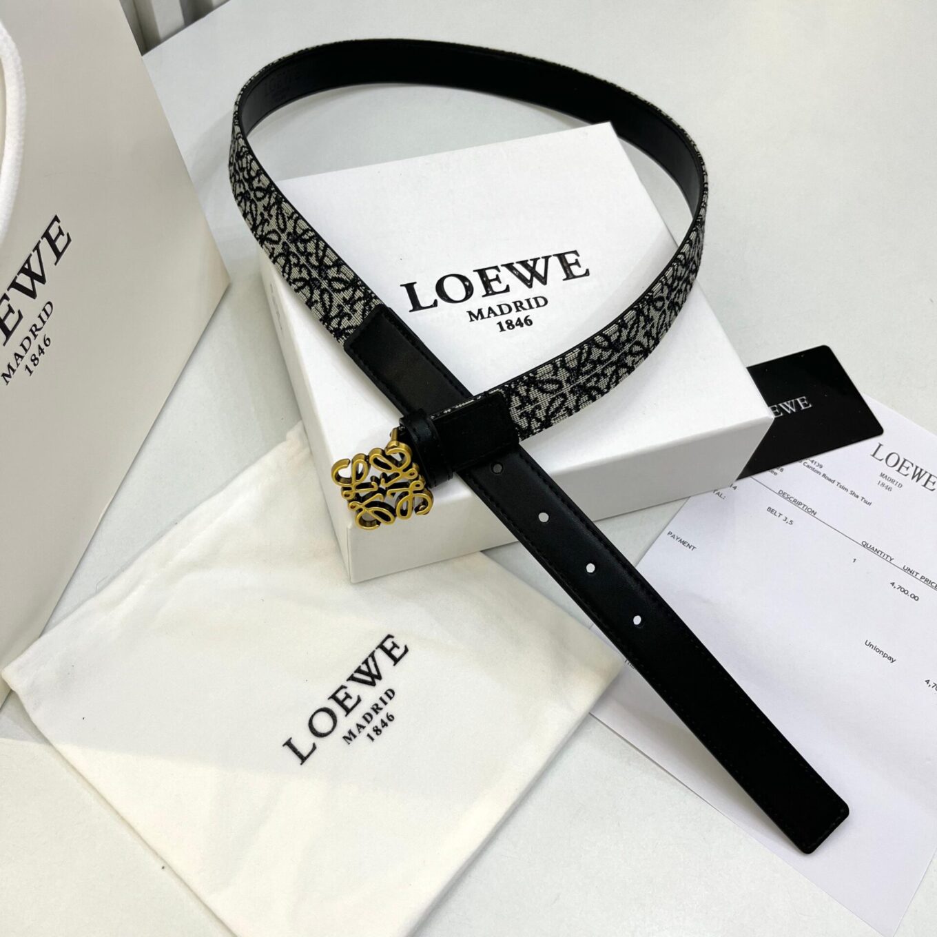 WhatsApp Image 2025-08-23 at 12.13.32 AM Loewe Anagram Jacquard Black and grey Belt