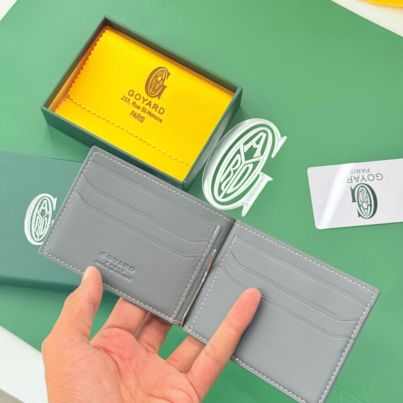 Goyard Saint Thomas Gray Color Bill Fold Wallet (With Box)