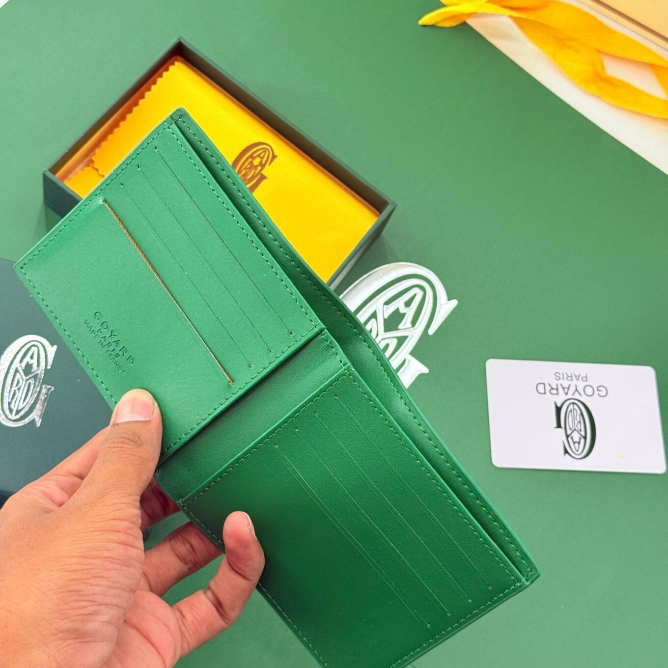 Goyard Victoire Green Color Wallet With Box (With Box)