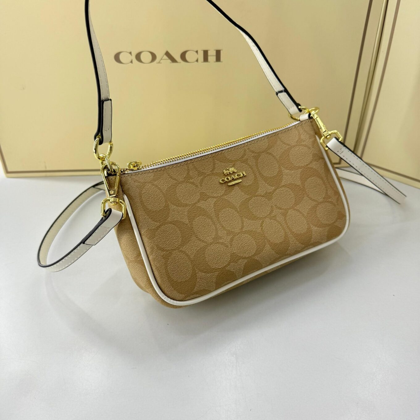 WhatsApp Image 2025-08-24 at 2.23.13 PM Coach Appricot White Shoulder Bag (With Box)