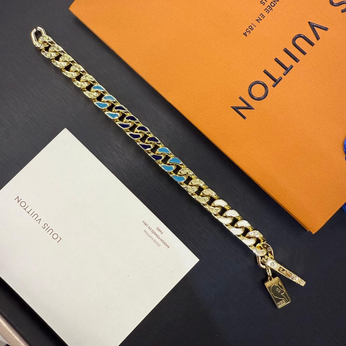Louis Vuitton NBA Sky Blue Gold Color Fusion Men’s Bracelet