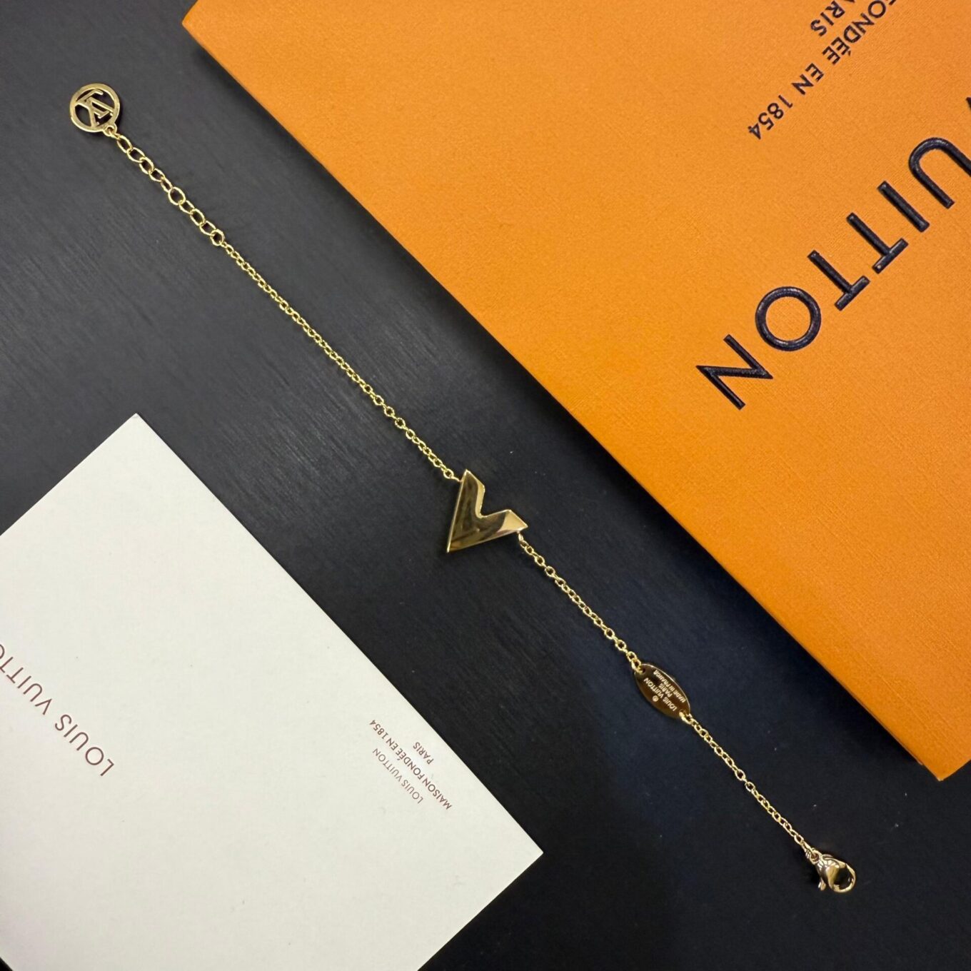 Louis Vuitton V Gold Color Bracelet