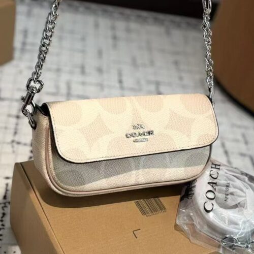 WhatsApp Image 2025-09-07 at 5.30.23 PM (1) Coach Hailey Beige Flap shoulder Bag (With Box)