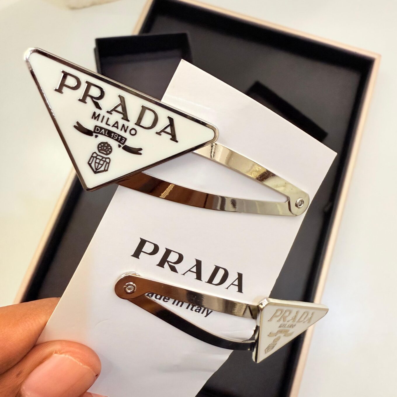 Prada White Color Set of 2 Snap Hair Clip