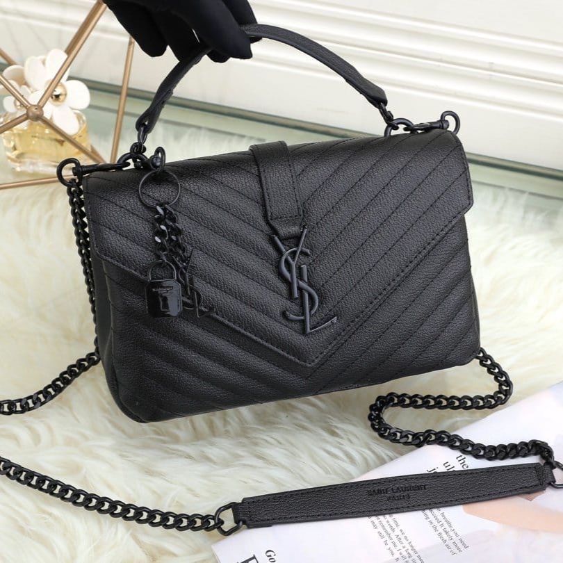 WhatsApp Image 2025-09-19 at 4.45.07 PM Ysl Grain Matelasse All Black Medium Satchel Bag (With Box)