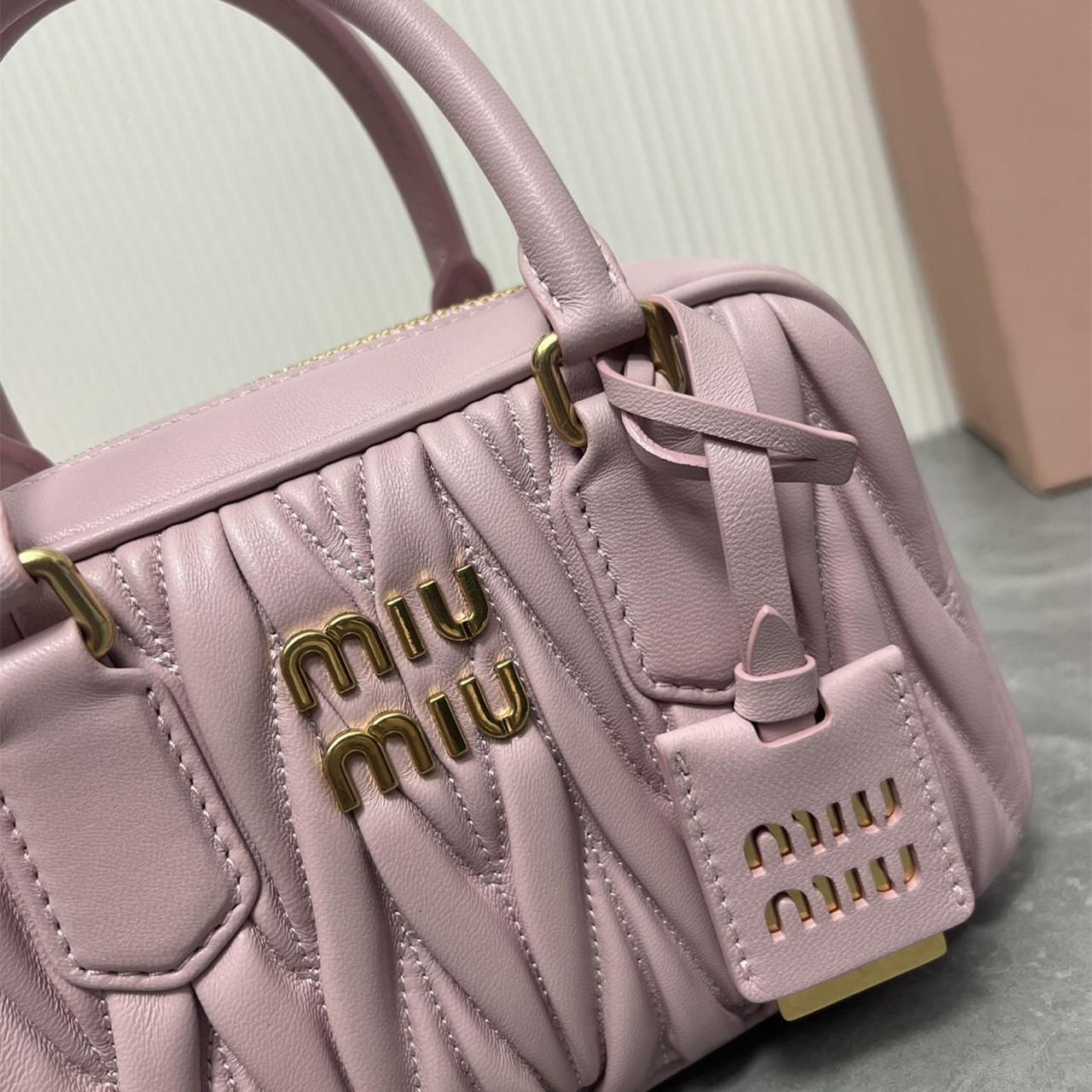 Miu Miu Arcadie Matlasse Nappa Pink Bowling Bag (With Box)