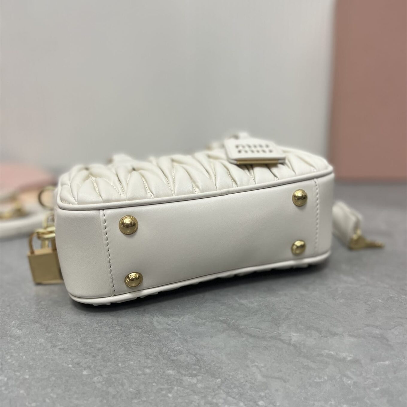 WhatsApp Image 2025-09-20 at 9.32.21 PM Miu Miu Arcadie Matlasse Nappa White Bowling Bag (With Box)