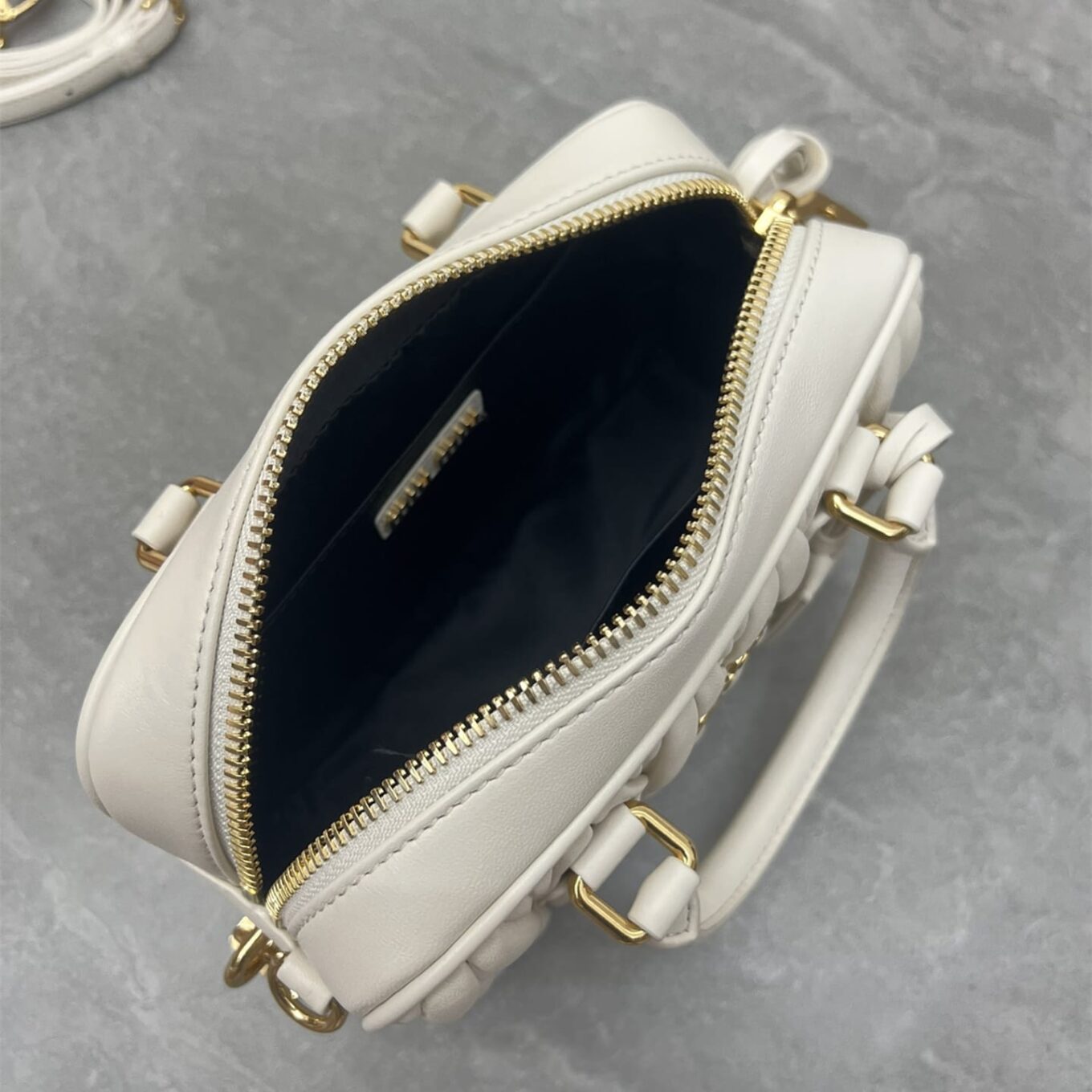 WhatsApp Image 2025-09-20 at 9.32.22 PM (1) Miu Miu Arcadie Matlasse Nappa White Bowling Bag (With Box)