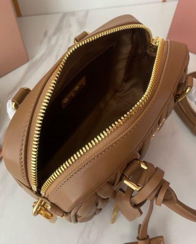 WhatsApp Image 2025-09-20 at 9.42.17 PM (1) Miu Miu Arcadie Matlasse Nappa Brown Bowling Bag (With Box)