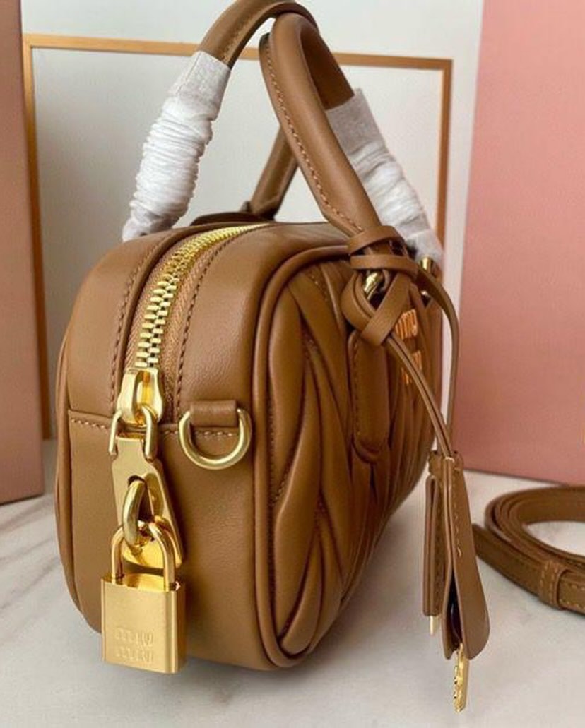 WhatsApp Image 2025-09-20 at 9.42.17 PM Miu Miu Arcadie Matlasse Nappa Brown Bowling Bag (With Box)