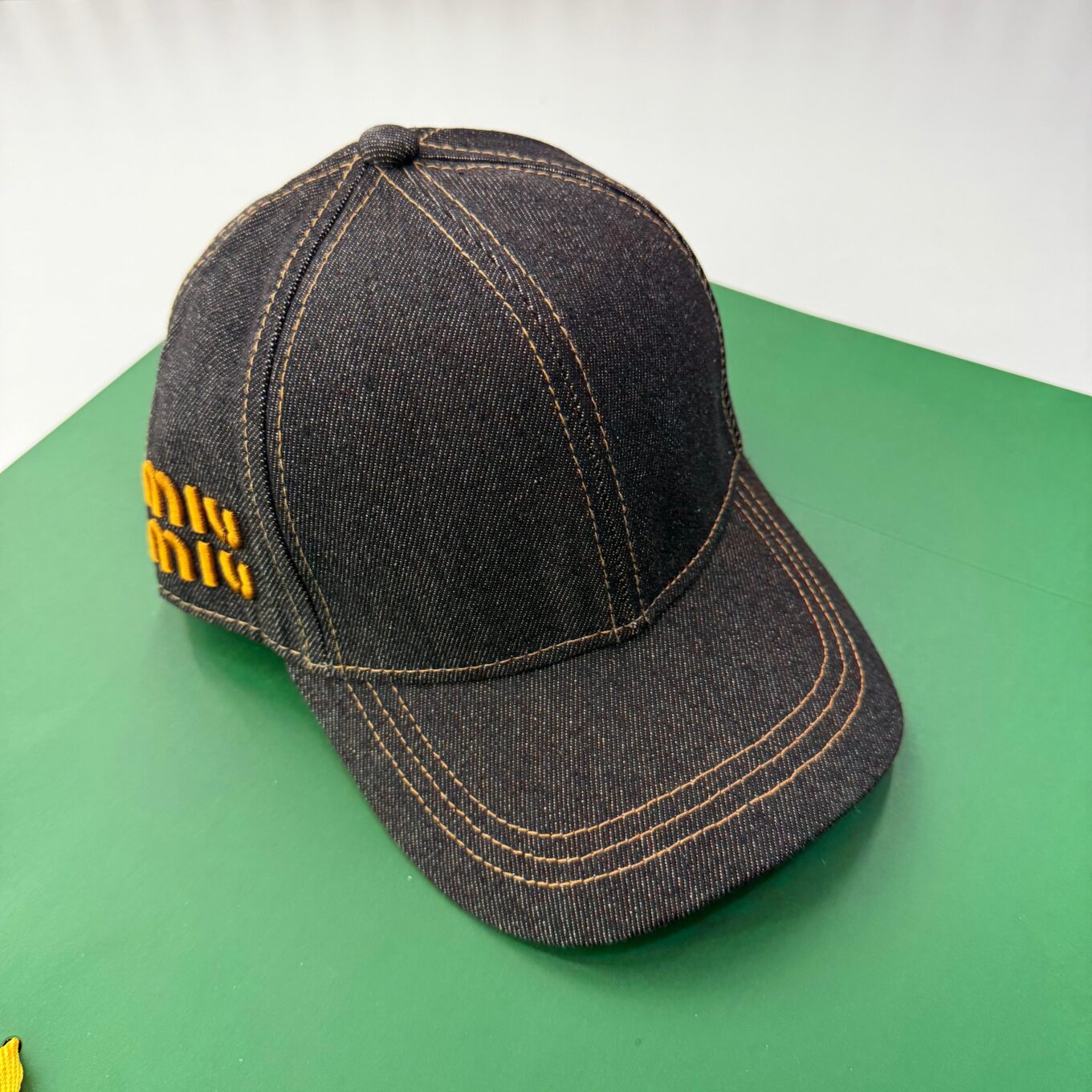 Miu Miu Black Denim Baseball Cap